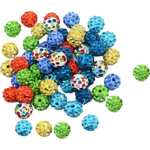 50pcs Assorted Color Round Clay Rhinestone Crystal Disco Ball Beads for Jewelry Making 10mm