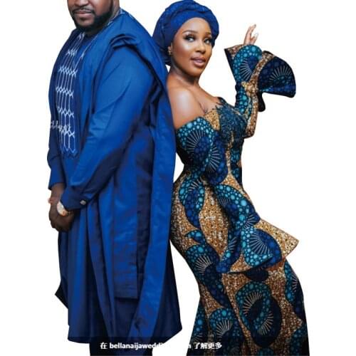 African Women Leaky Shoulder Sexy Dresses Mens Tops Pants Jackets 3-piece Set Couple Shirts and Pants Couple Clothes Wyq619