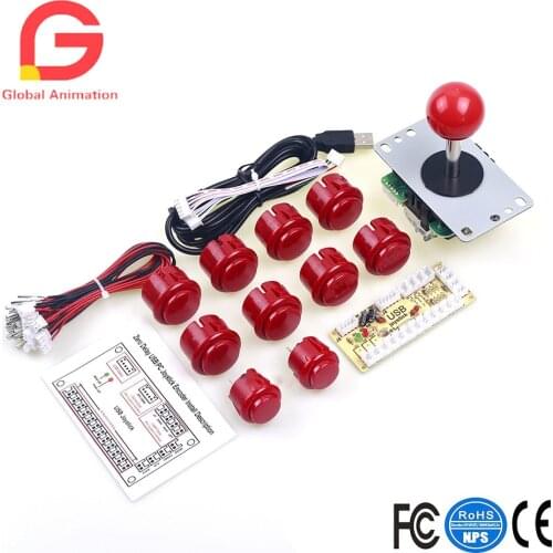 Arcade DIY Kits Parts USB Encoder To PC Game China Sanwa Joystick + 10 x Buttons