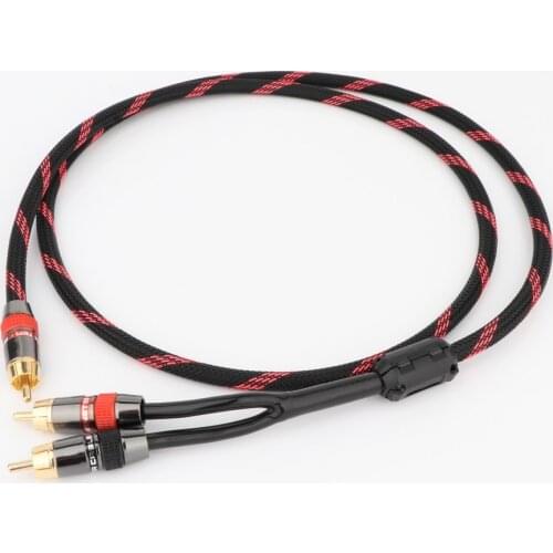 Preffair HIFI Single RCA to Dual RCA Subwoofer audio cable Pure Copper One Sub-2 Splitter Y RCA Cable