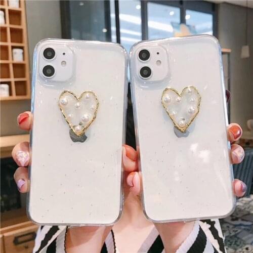 Glitter Cute Love Pearl Phone Cases For iPhone X XS Max XR 6 6s 7 8 Plus Soft Silicone Cover Coque for iphone 11 11 Pro Max Case