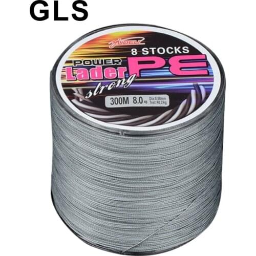 GLS brand 300 meters monochrome multiple optional 8 braided PE braided wire UHMWPE fiber anti-bite fishing line