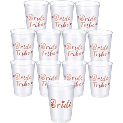 Team Bride Cups Bridal Shower Party Plastic Cups Rose Gold Team Bride Drinking Cups Bachelorette Hen Wedding Party Decor Supply