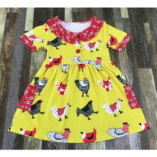 Childrens boutique clothes Baby Girl cute farm chick button dress and onesie for sisters
