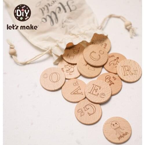 Lets Make 26Pcs/Set Baby Letter Milestone Double Sided English Alphabet Piece Block Baby Literacy Block Photography Props Toys