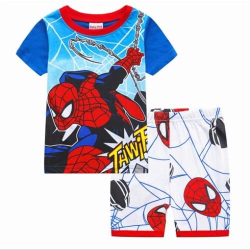 Childrens pajamas set 2021 new boys short-sleeved childrens clothing cotton home clothes Spiderman multiple styles