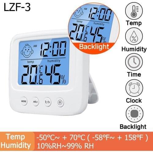 New LCD Electronic Digital Temperature Humidity Meter Thermometer Hygrometer Indoor Outdoor Weather Station Clock HTC-1 HTC-2