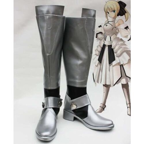 Fate Unlimited Codes Cosplay Saber Lily Cosplay Boots Shoes Anime Party Cosplay Boots Custom Made Women Shoes