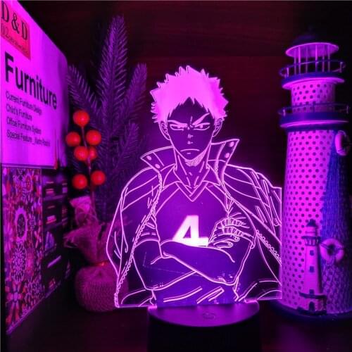Haikyuu 3D Led ANIME LAMP Hajime Iwaizumi 7 Color Changing lampara Night Lights For Christmas Gift