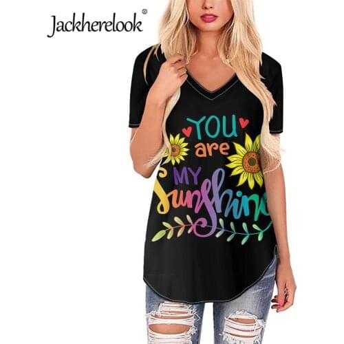 Jackherelook You are My Sunshine Sunflower Printing Summer Womens Tshirt Short Sleeve Shirts Ladies Tops Clothing Blusas Mujer