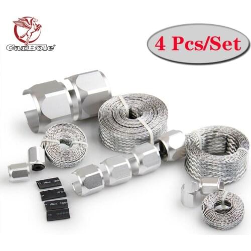 CARBOLE Braided Stainless Steel Vacuum/Fuel/Radiator/Oil Line Dress Up Hose Cover Silver Heater Hose 8092 4 PCS/Set