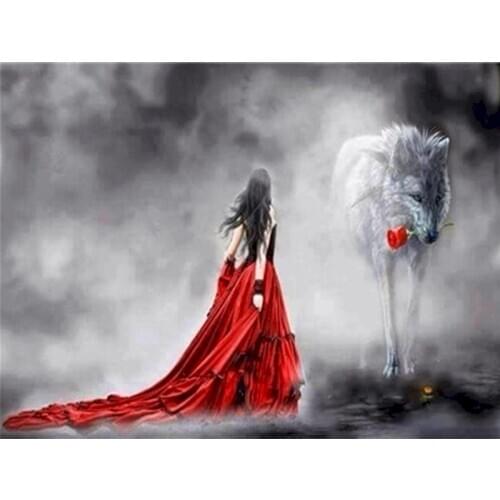 GATYZTORY 60x75cm Frame Diy Painting By Numbers Beauty Wolf Canvas Drawing Animal Handpainted Gift Wall Decor Artwork