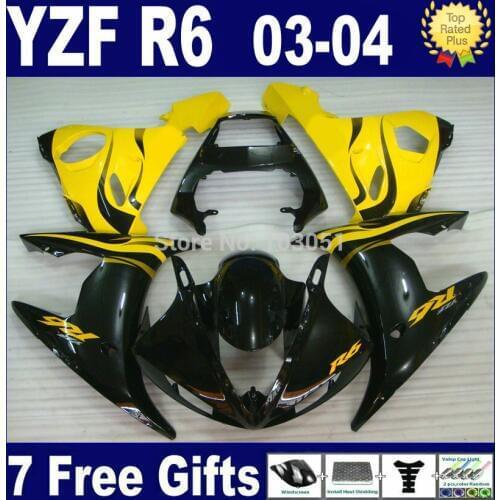 Custom Road motorcycle fairing kits For Yamaha R6s 2003 2004 2005 yellow black YZF R6 2003 2004 2005 03 04 05 body Fairings