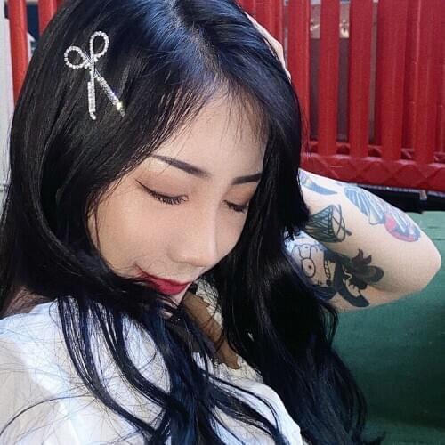 Korean Scissors cross shiny rhinestone hairpin refreshing summer ponytail word clip ins trendy girl broken hair side clip