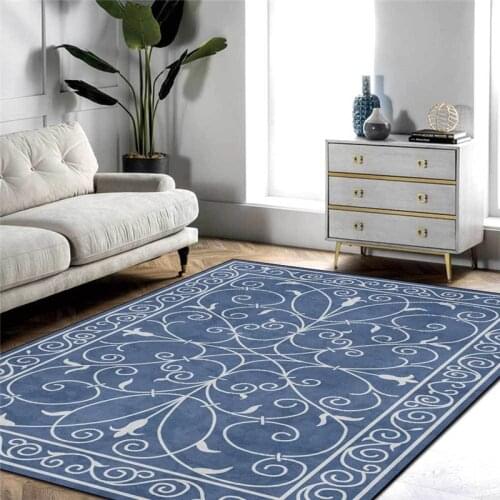 European-Style Classical Rug Flower Khaki Brown Blue Wine Red Carpet Living Room Bedroom Bed Blanket Kitchen Floor Mat