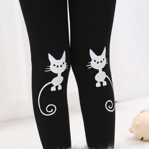 2020 Autumn Winter Girls Leggings Thickening Warm Fleece Kids Skinny Pants Toddler Girls Trousers Cartoon Children 2-8 Years