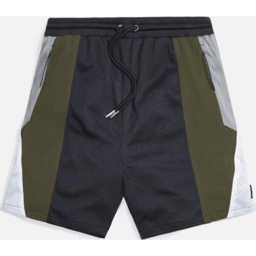 Summer Men New Mesh Breathable Gyms Fitness Exercise Jogging Sports Loose 3-Point Pants Fashion Stitching Beach shorts
