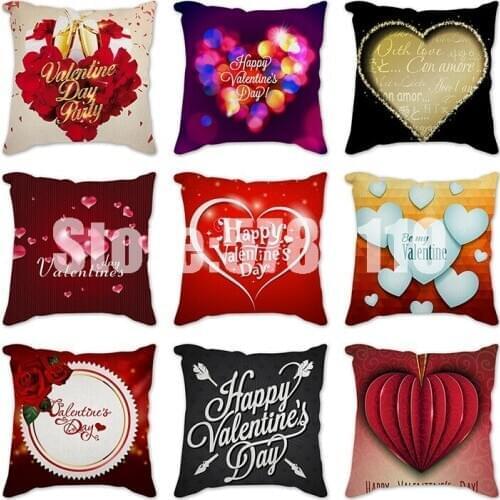 Love Heart Pillow Cover Valentines Day Sweet Print Cushion Cover Cotton Polyester Sofa Bed Waist Pillow Case Cushions Decorative