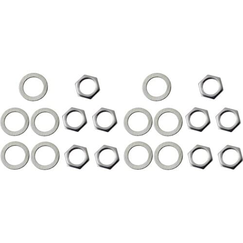 MagiDeal 10x Iron Jack Socket Nuts+Washers Silver for Electric Guitar Parts