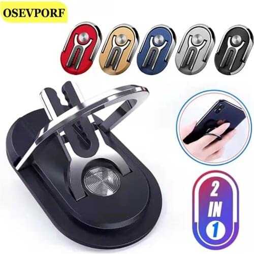 2 In 1 Universal Car Mobile Phone Bracket Finger Ring Holder Rotation Air Vent Magnetic Suction Stands for iPhone Xiaomi Samsung