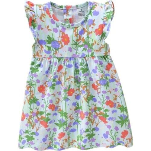 Lovely Baby girls dress pink geometric A-line dress lace Tutu knee casual skirt for 9m-3t year 100% cotton Flower kids outwear