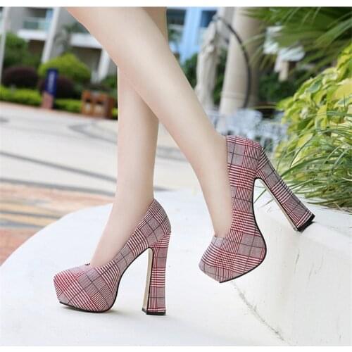 Fashion New Style Large Size High Heels Waterproof Platform Thousand Bird Pattern Lady Elegant Temperament Style Size 35-46