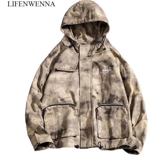 2019 New Fashion Mens Jacket Coat Military Bomber Jackets Male Jaqueta Masculina Fashion Hooded Jacket Camouflage Casual Coats