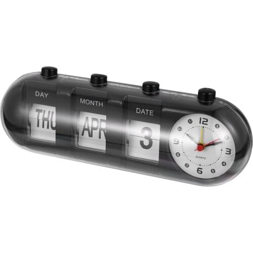 1Pc Perpetual Desk Calendar Manual Flip Calendar Home Office Calendar with Clock