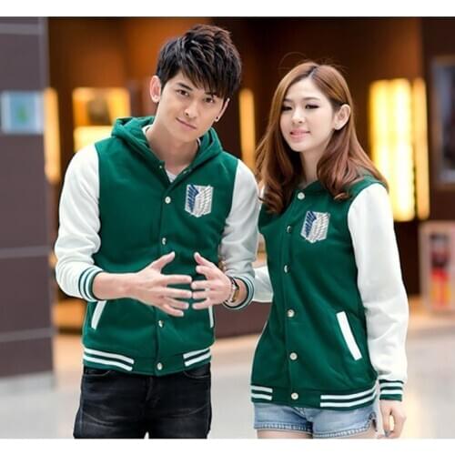 Cheap Cosplay Anime Costumes Shingeki No Kyojin Attack On Titan jacket Scratched Velvet casual hoodies Sweatshirt for couples