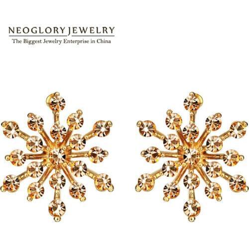 Neoglory Auden Rhinestone Rose Gold Color Charm Stud Earrings For Women Fashion Jewelry Accessories 2020 New Brand Party Gift