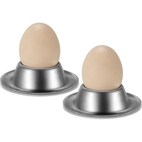 New Egg Cup Holder Set of 2 Pack,Stainless Steel Egg Cups Plates Tableware Holder for Hard Soft Boiled Egg,Kitchen Display