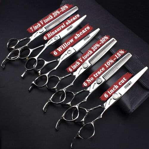 Rose handle personalized gem professional hairdressing scissors high quality 7 inch hair scissors modeling tools