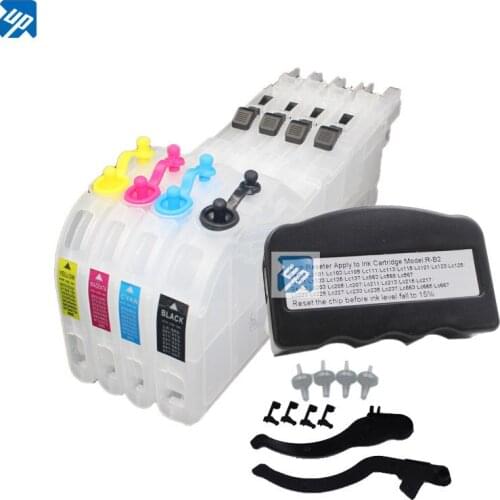 Refillable ink cartridge + chip resetter for brother LC203 LC213 LC223 LC233 LC205 LC207 LC209 LC237 LC663 LC123 lc133 long