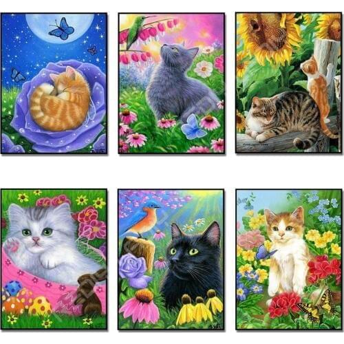 Full Square/Round Drill Diamond Embroidery Animals Kittens DIY Diamond Painting Crystal Resin Rhinestones Home Decoration Gift