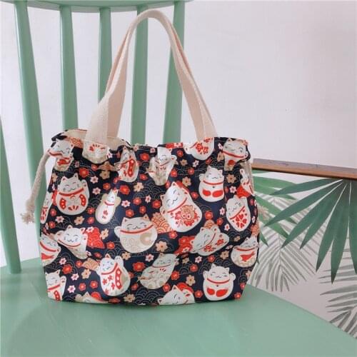 Drawstring Portable Storage Small Cloth Bag Soft Printed Cute Animal Carry Bag Casual All-match Female Storage Shopping Handbags