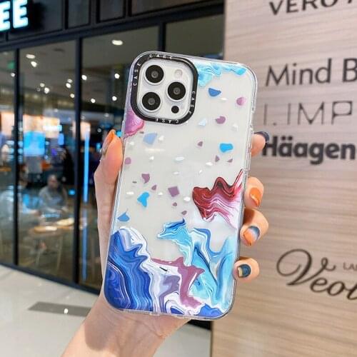 Watercolor oil painting Transparent Soft Case for iphone 11 12 Pro Max 12mini X XS Max XR SE 2020 8 7 6 S Plus Phone Cover Coque