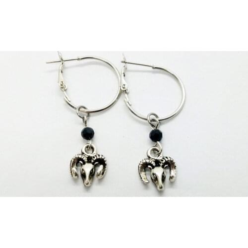 Ram Head Earrings,gothic Style Earrings,occult Jewelry,satanic Jewelry,baphomet Style
