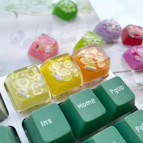 Cute Stereo Personality Keycaps For Mechanical Keyboard Caps Accessories Resin KeyCap Fresh Fruit Handmade Custom DIY Key Cap