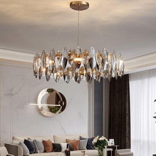 New modern crystal chandelier for living room luxury home decor lighting fixtures round gold led cristal lamp lustre
