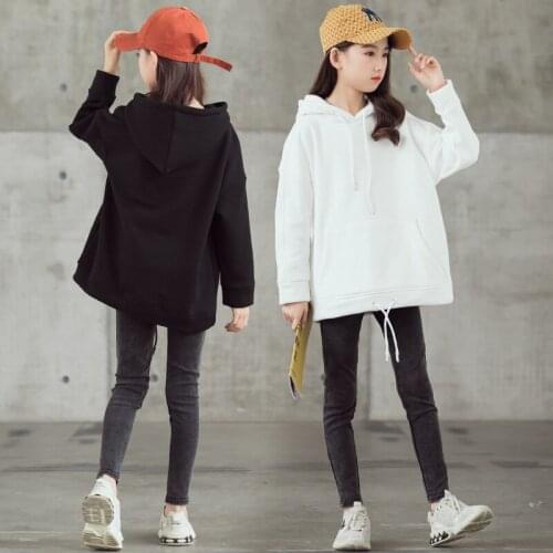 Teen Girl Hoodies Velvet Warm Hooded Sweatshirt Autumn Winter Kids Thicken Sweater Mother Daughter Clothing Family Matching