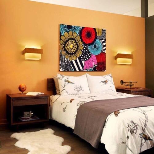 Solid Wood Modern LED Wall Lamp Glass Lamp Shade Light Fixtures Bedside Light Living Room Hotel Wall Sconce Light Home Decor