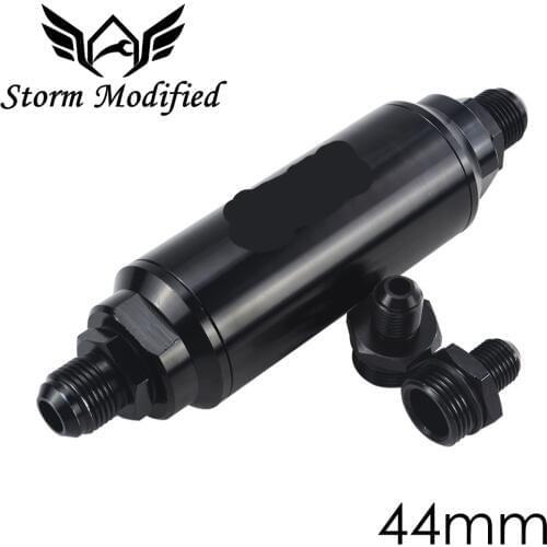 SuTong 44mm Universal Aluminum Alloy Car Fuel Filter Inlet Outlet Filter AN6 AN8 Adaptor Black