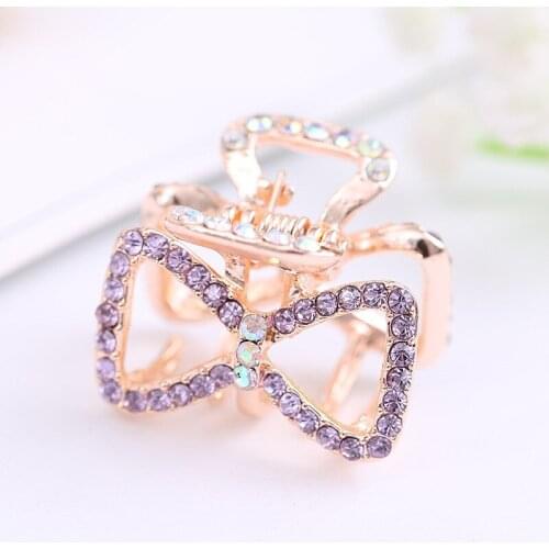 2Pcs/Set Color Rhinestones Bow Hair Accessories Summer New Alloy Hairpin For Women