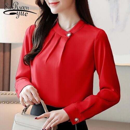 2021 Korean Spring Shirts Female Long Sleeve Chiffon Women Tops and Blouses Female Elegant New Solid Ladies Shirts 8363 50