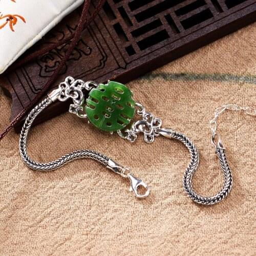 2018 Authentic 100% 925 Sterling Silver Bracelet For Women Elegance Jasper Gemstone Fashion Bracelet For Party