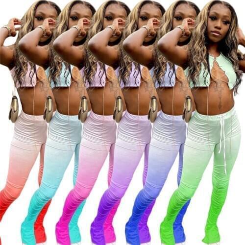 Summer Womens Sleeveless Crop Top Flare Pants Set Sexy Two Piece Set Women Outfits Stacked Leggings Wholesale Dropshipping