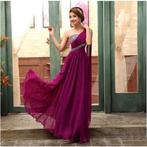Dress summer dress dress women vestidos de fiesta de noche robe femme Long Vestido De Festa Chiffon Aline Women One Shoulder