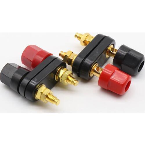 2 Pcs New Banana Plugs Couple Terminals Red Black Connector Amplifier Terminal Binding Post Banana Speaker Plug Jack