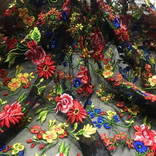 2019 Unique multicolored cord embroidery french lace African tulle lace fabric wedding garment sewing fabric 5 yard ZL410