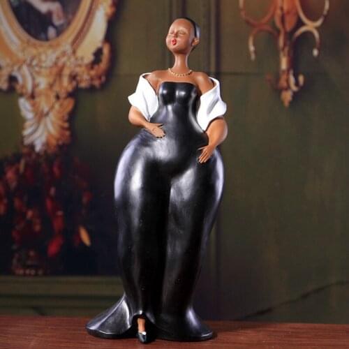 34CM EUROPEAN STYLE BEAUTY WOMAN CHARACTERS STATUE AFRICA LADY FIGURE ART SCULPTURE RESIN CRAFTWORK DECORATIONS FOR HOME R3424